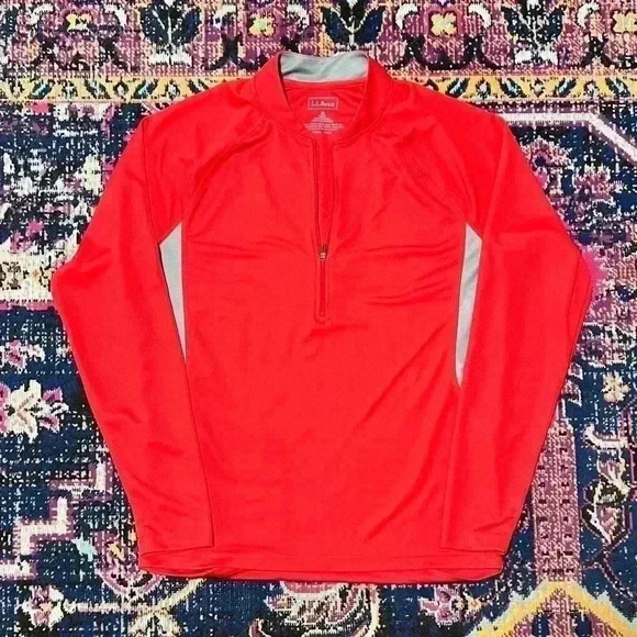 L.L. Bean Other - LL Bean Red Light Weight 100% Polyester Pullover  Quarter Zip Mens Size Medium